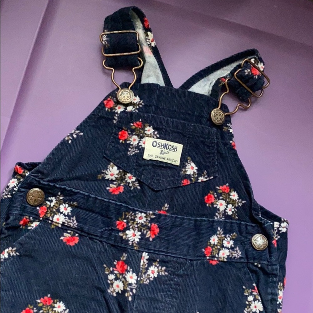 Blue with flowers corduroy overalls